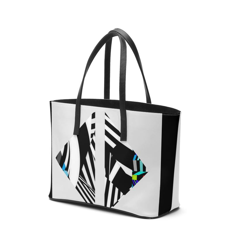 Borsa tote in pelle con stampa artistica Entra nel sogno mai invisibili