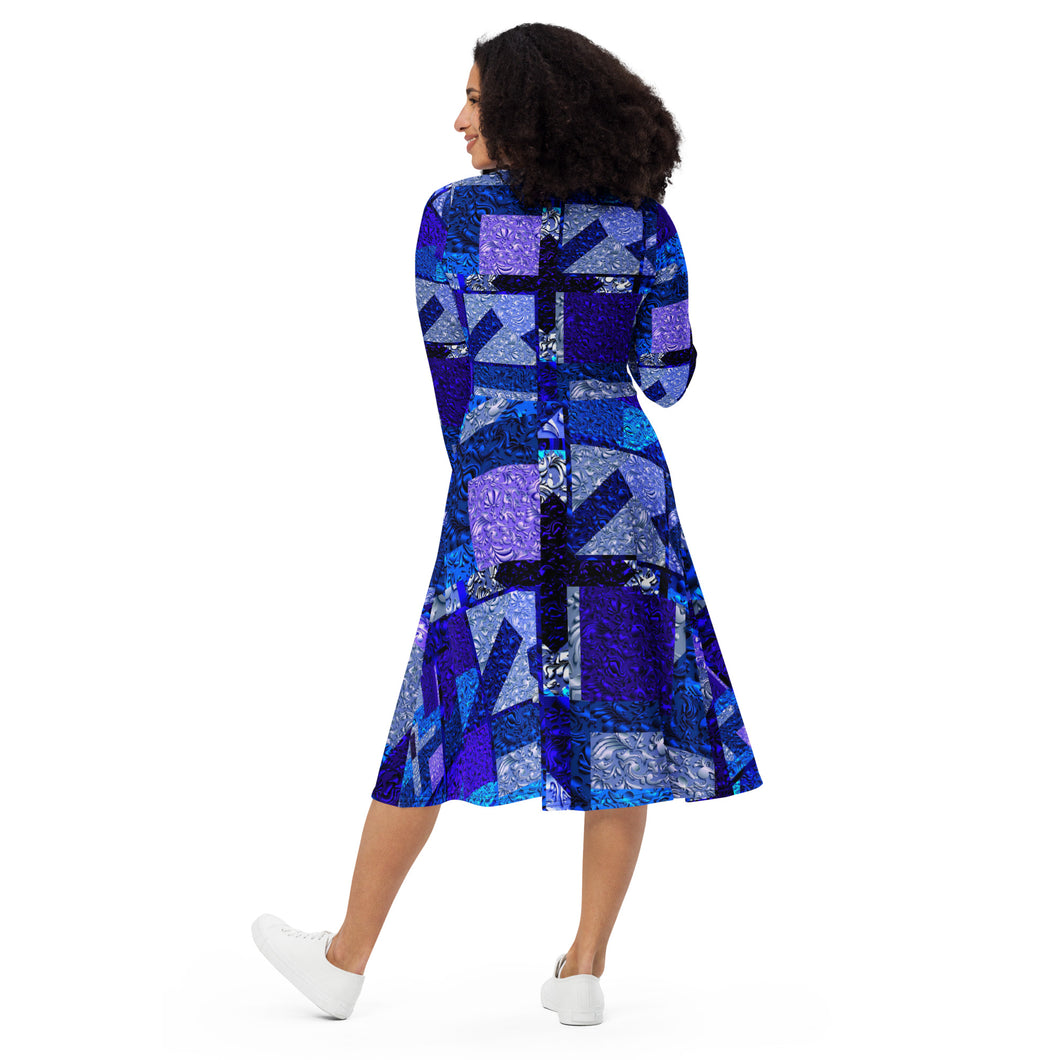 All-over print long sleeve midi dress Laila Lago & C. by Iannilli Antonella