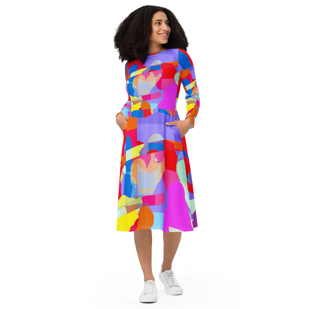 All-over print long sleeve midi dress  Laila Lago &C. by Iannilli Antonella